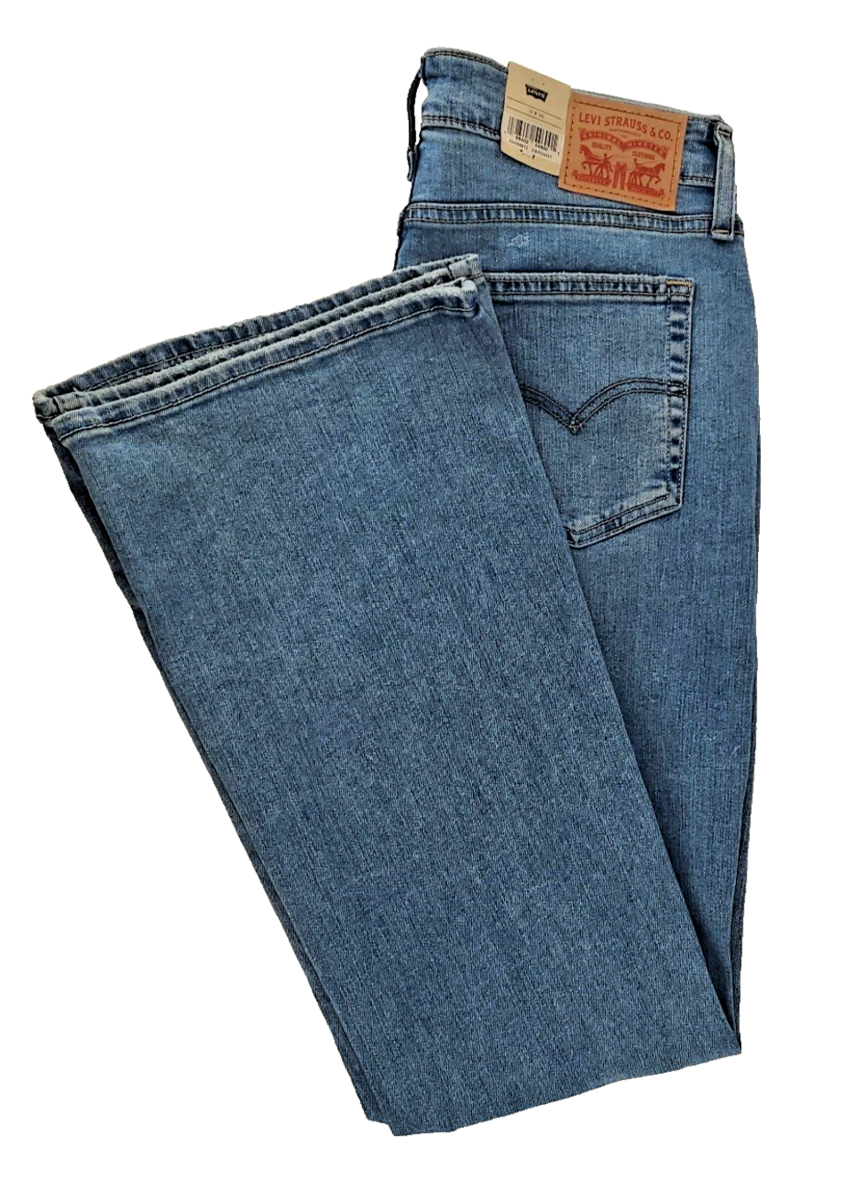 Levi's 726 High Rise Flare Jeans Womens 31x30 Blue Distressed Stretch NWT $70